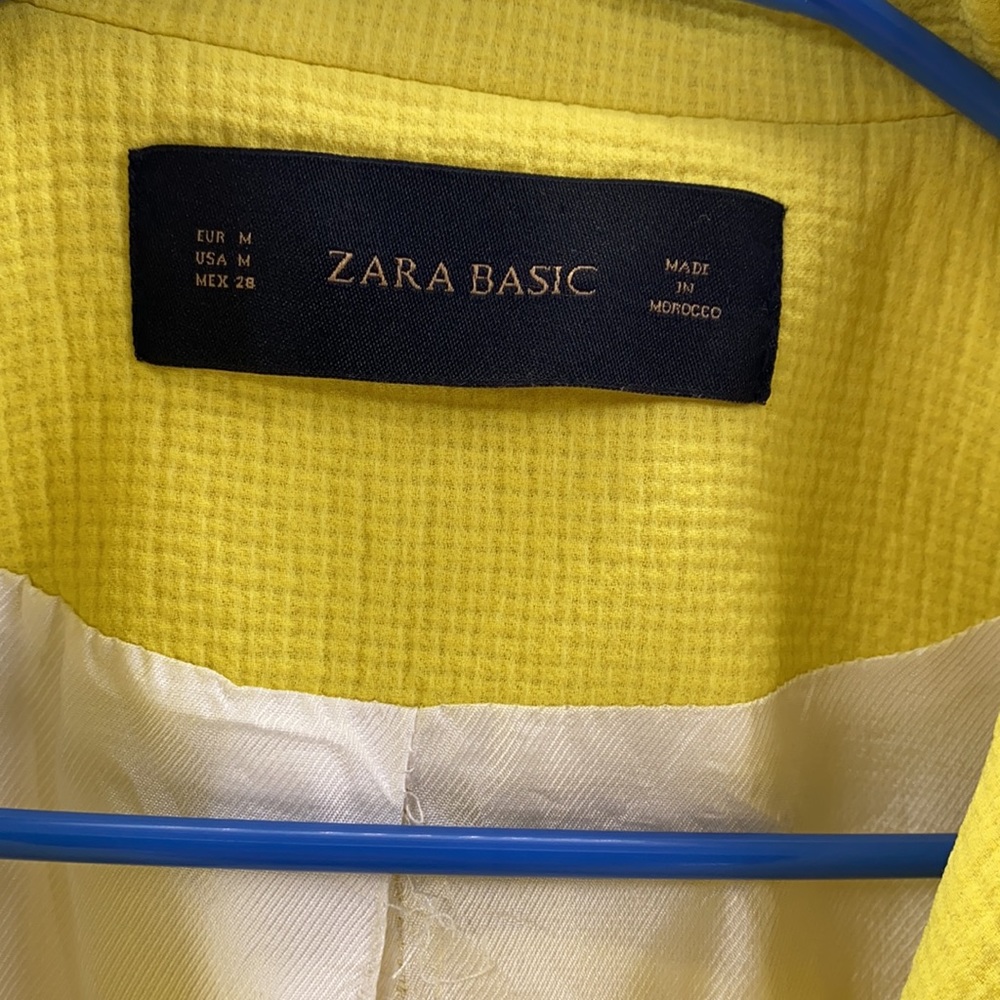 Zara Basic Snap Button Yellow Blazer Size Medium - image 3
